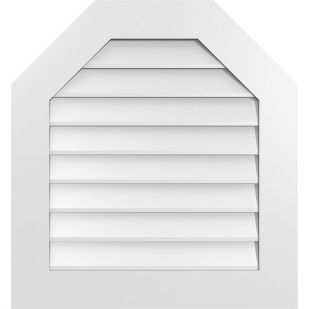 Ekena Millwork Octagonal Top Surface Mount PVC Gable Vent w/ 3-1/2"W x 1"P Standard Frame, 26"W x 28"H GVPOT26X2801SN